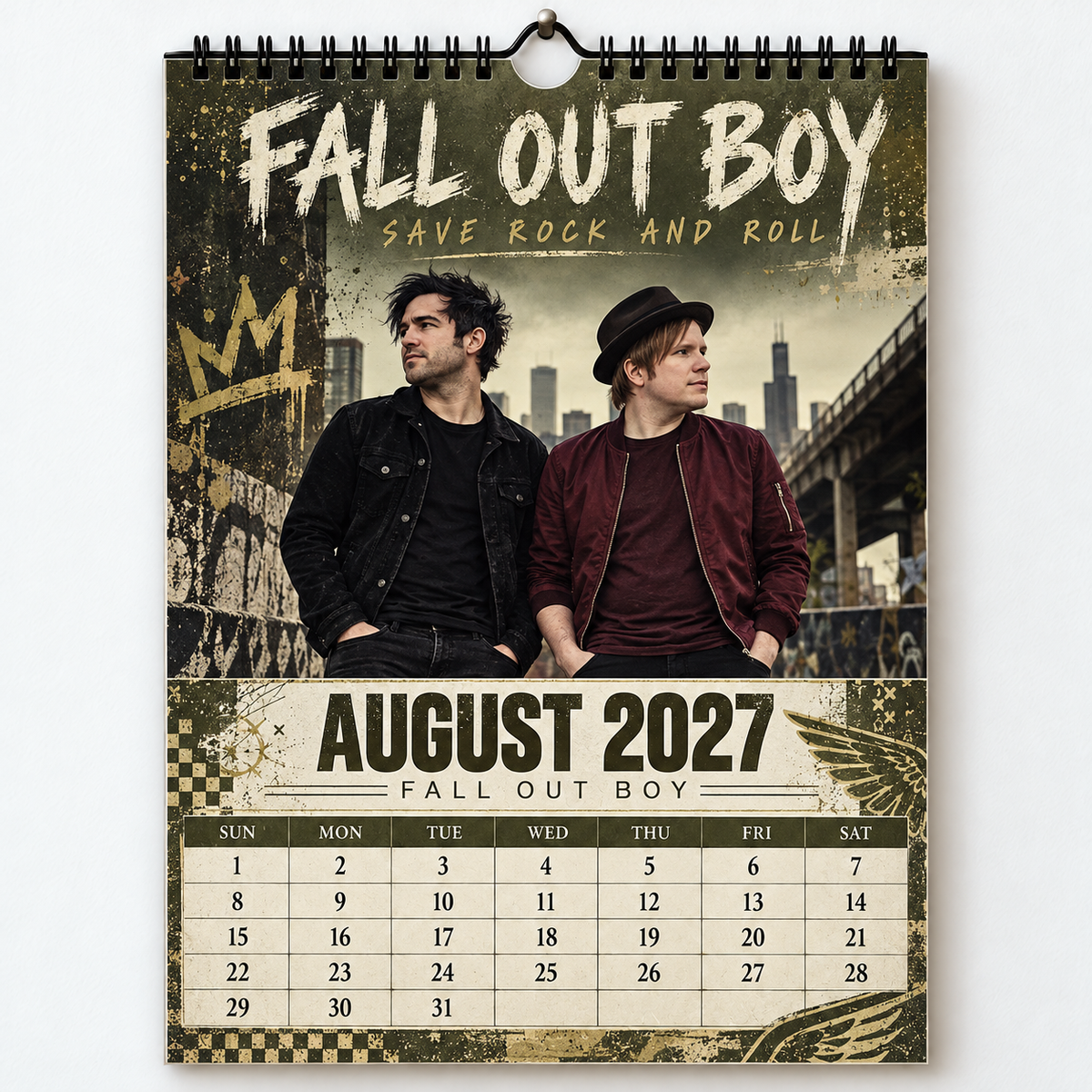 2027 Fall Out Boy Album Cover Wall Calendar – Pop Punk Rock Music Calendar, Thanks for the Memories, Emo Rock Fan Gift