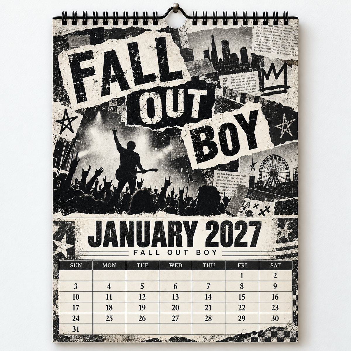 2027 Fall Out Boy Album Cover Wall Calendar – Pop Punk Rock Music Calendar, Thanks for the Memories, Emo Rock Fan Gift
