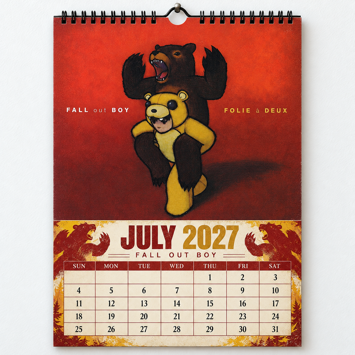 2027 Fall Out Boy Album Cover Wall Calendar – Pop Punk Rock Music Calendar, Thanks for the Memories, Emo Rock Fan Gift