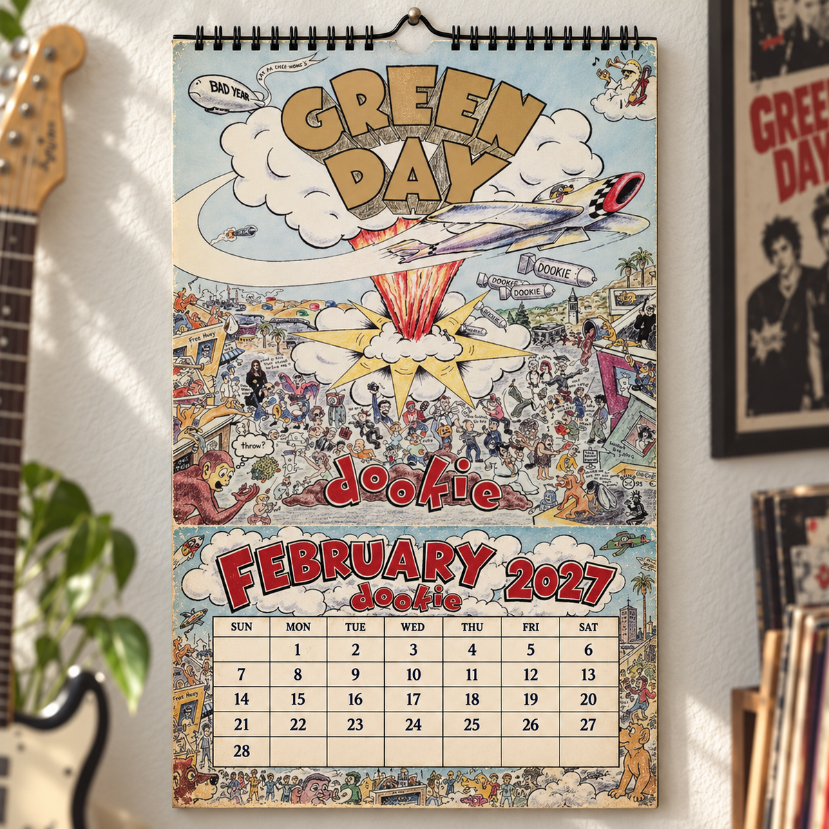 Green Day 2027 Wall Calendar - Album Cover Collage & Punk Rock Art | Premium Music Fan Gift & Hanging Decor