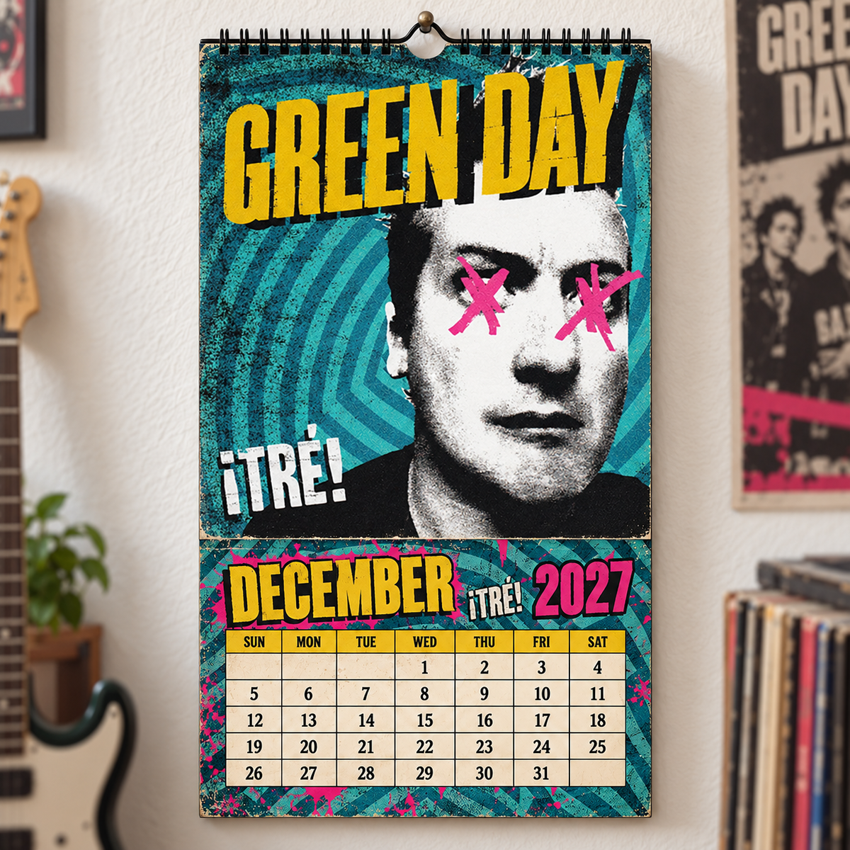 Green Day 2027 Wall Calendar - Album Cover Collage & Punk Rock Art | Premium Music Fan Gift & Hanging Decor