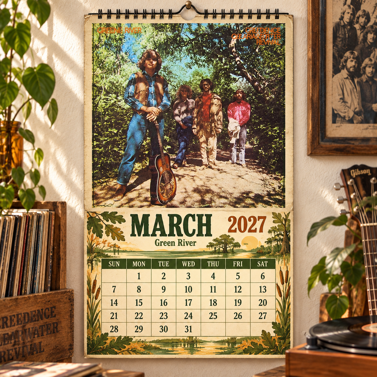 Creedence Clearwater Revival Album Covers Collage Wall Calendar - 2027 A Year of Green Rivers & Bayou Memories - Perfect Gift for Rock Fans