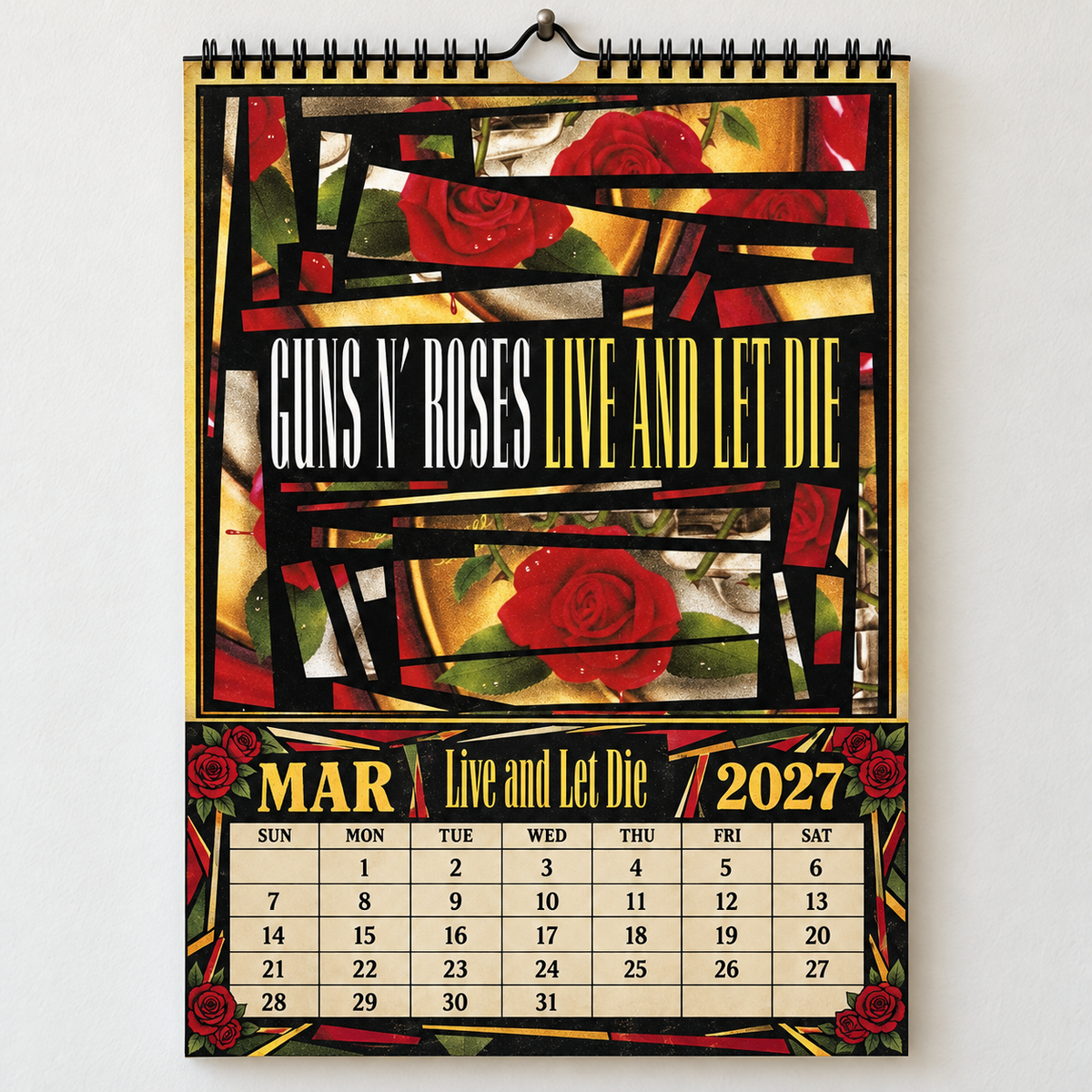 2027 Guns N' Roses Album Covers Calendar – Vintage Hard Rock Wall Calendar, GNR Music Collage