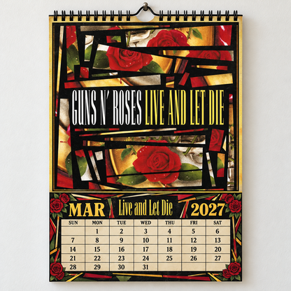 2027 Guns N' Roses Album Covers Calendar – Vintage Hard Rock Wall Calendar, GNR Music Collage