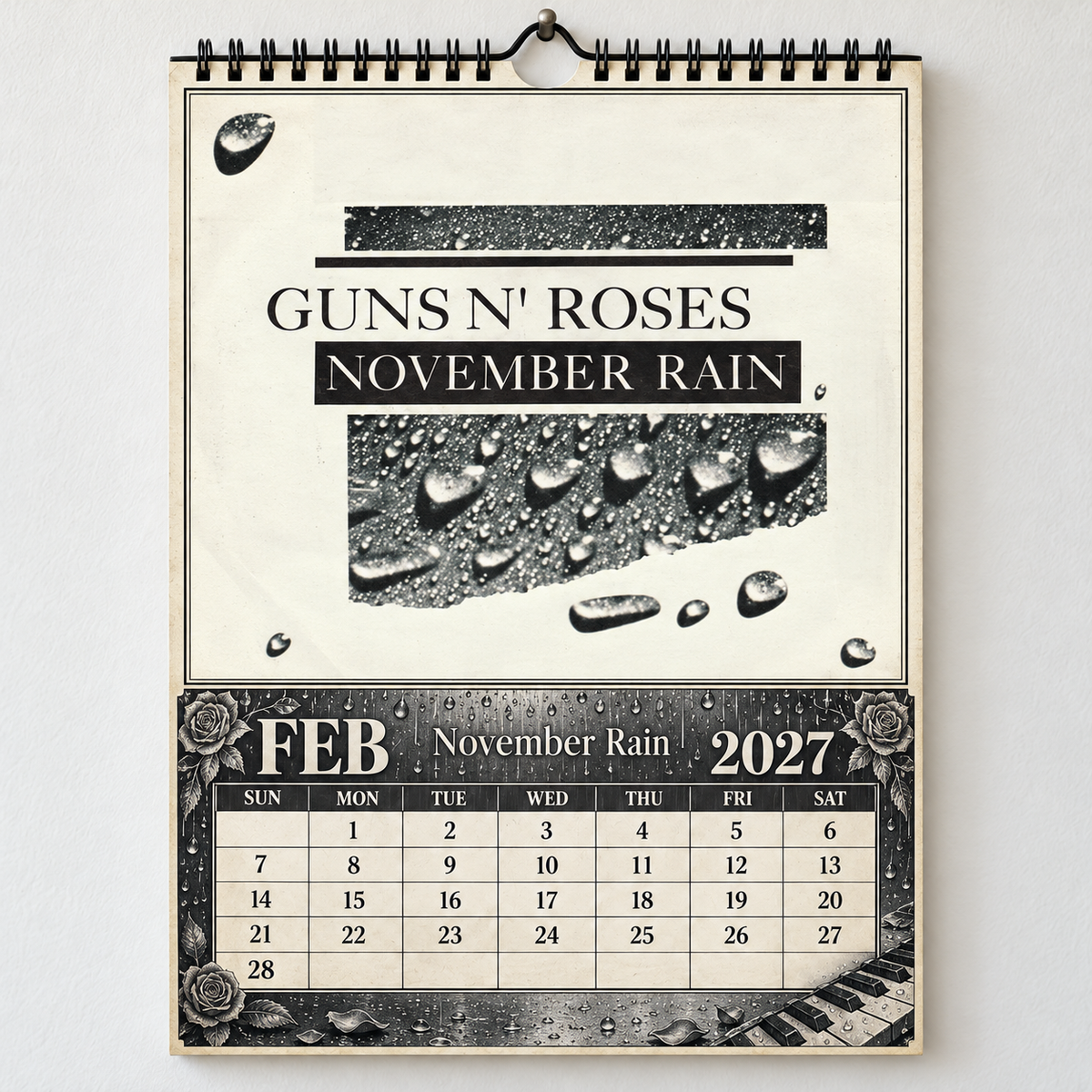 2027 Guns N' Roses Album Covers Calendar – Vintage Hard Rock Wall Calendar, GNR Music Collage