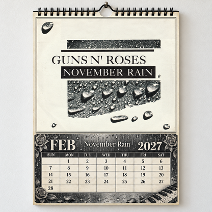 2027 Guns N' Roses Album Covers Calendar – Vintage Hard Rock Wall Calendar, GNR Music Collage