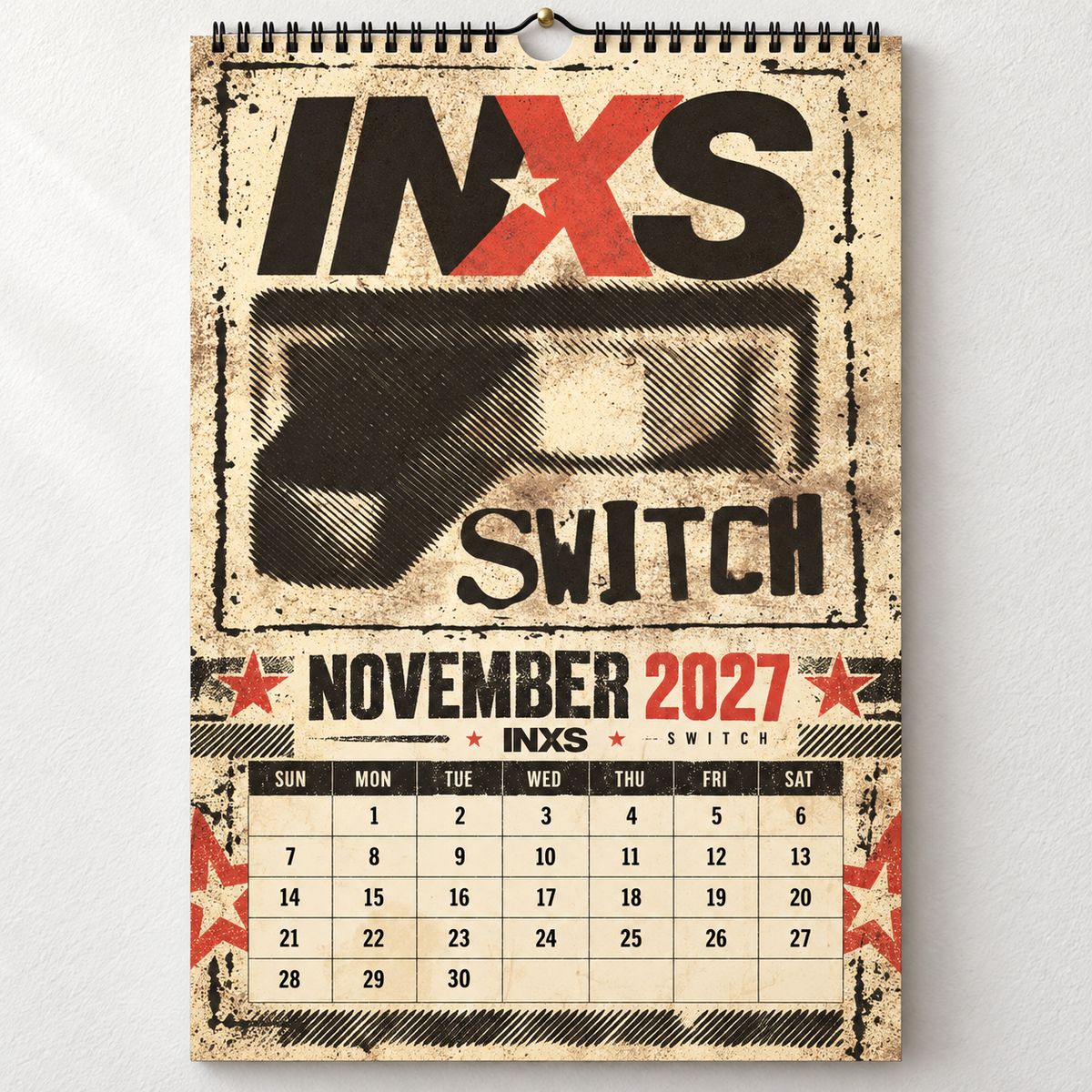 2027 INXS Album Covers & Band Photos Wall Calendar - Spiral Bound Vintage Pop-Rock Collector's Calendar - Unique Christmas Stocking Stuffer & New Year Gift