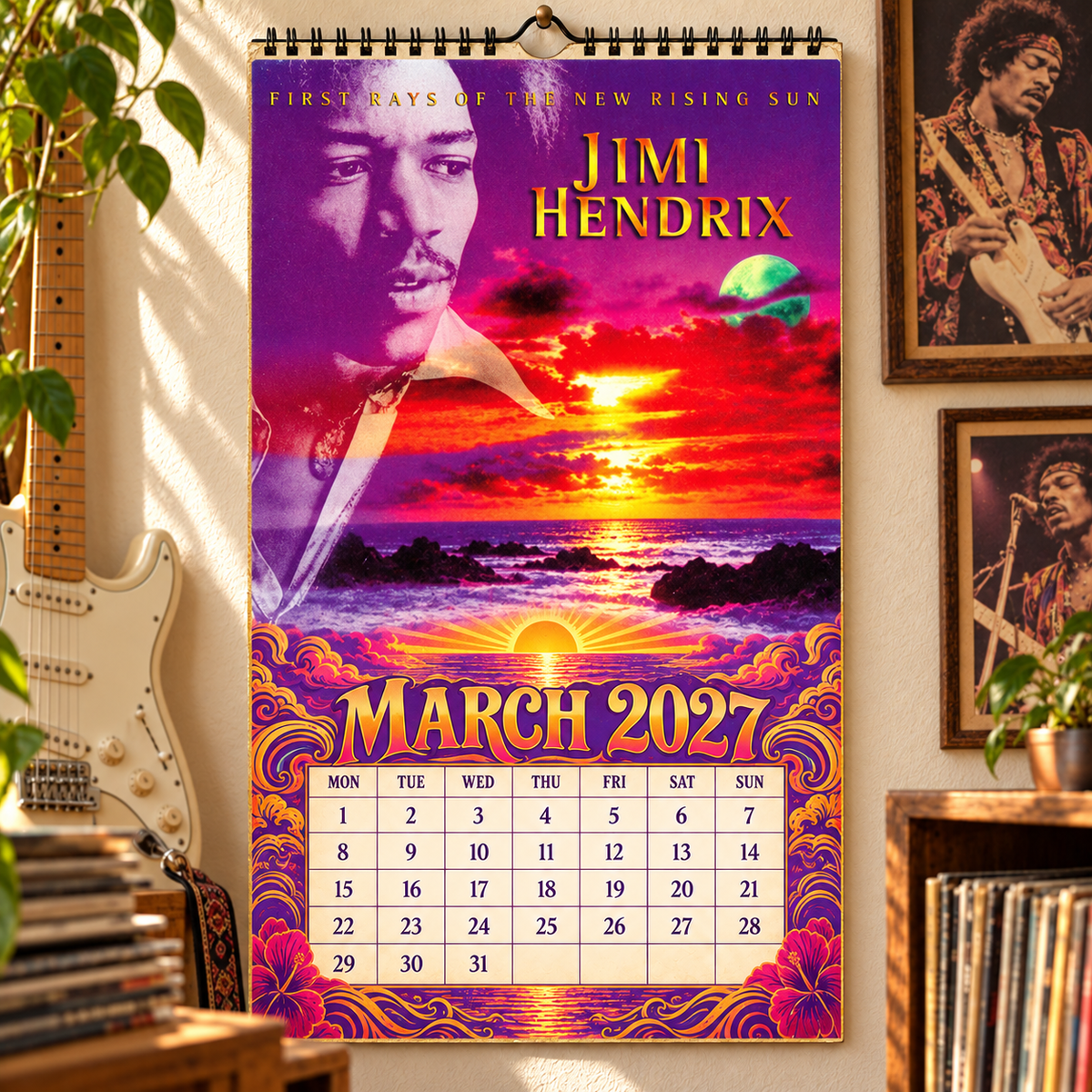 Jimi Hendrix Album Covers Collage Wall Calendar - 2027 A Year of Purple Haze & Electric Memories - Perfect Gift for Rock Fans