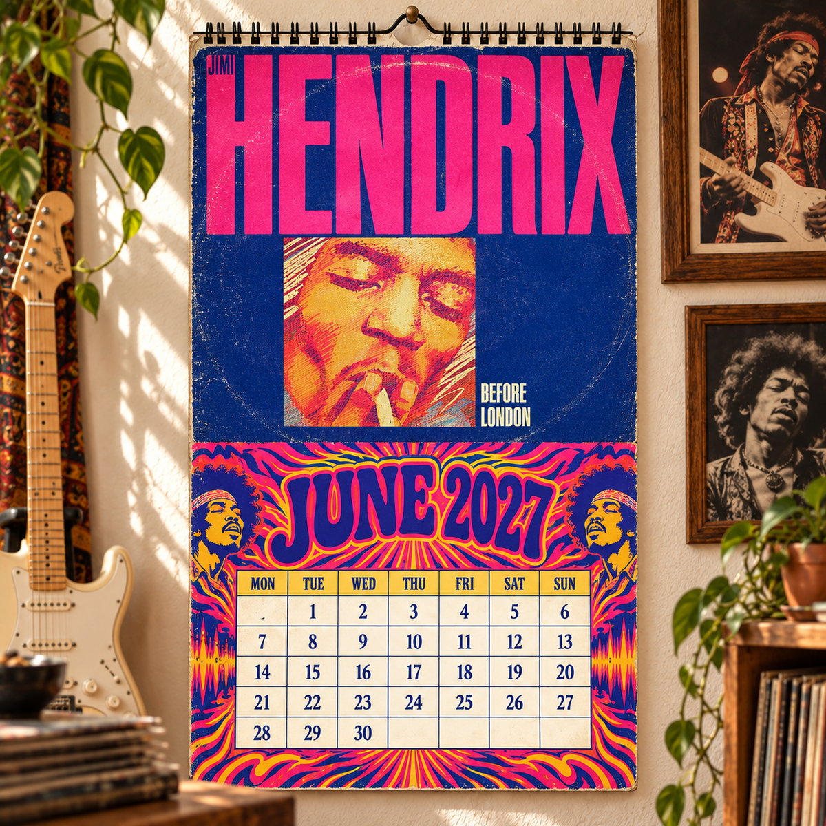 Jimi Hendrix Album Covers Collage Wall Calendar - 2027 A Year of Purple Haze & Electric Memories - Perfect Gift for Rock Fans