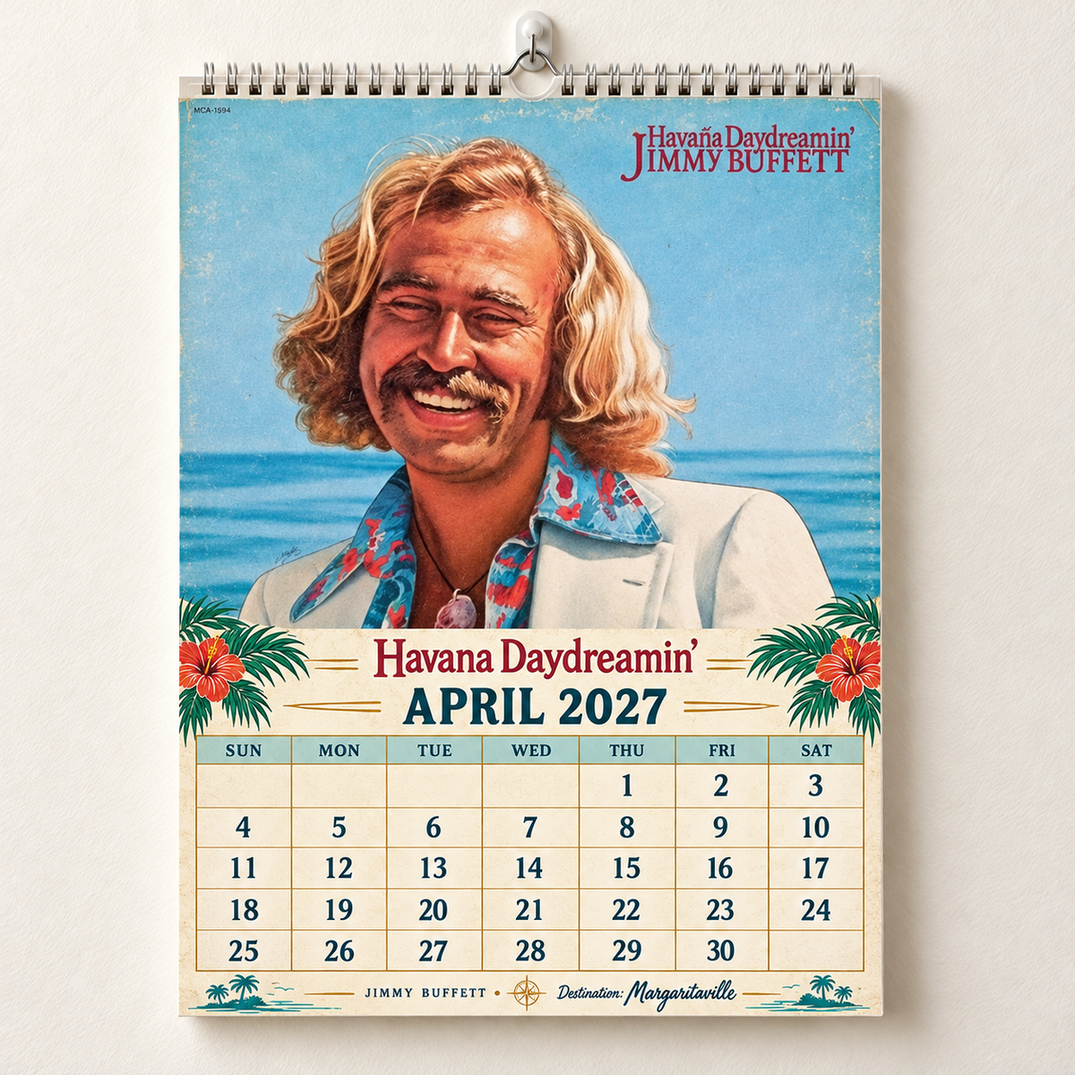 2027 Jimmy Buffett Album Covers Calendar – Margaritaville Tropical Wall Calendar, Vintage Album Covers Collage