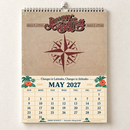 2027 Jimmy Buffett Album Covers Calendar – Margaritaville Tropical Wall Calendar, Vintage Album Covers Collage
