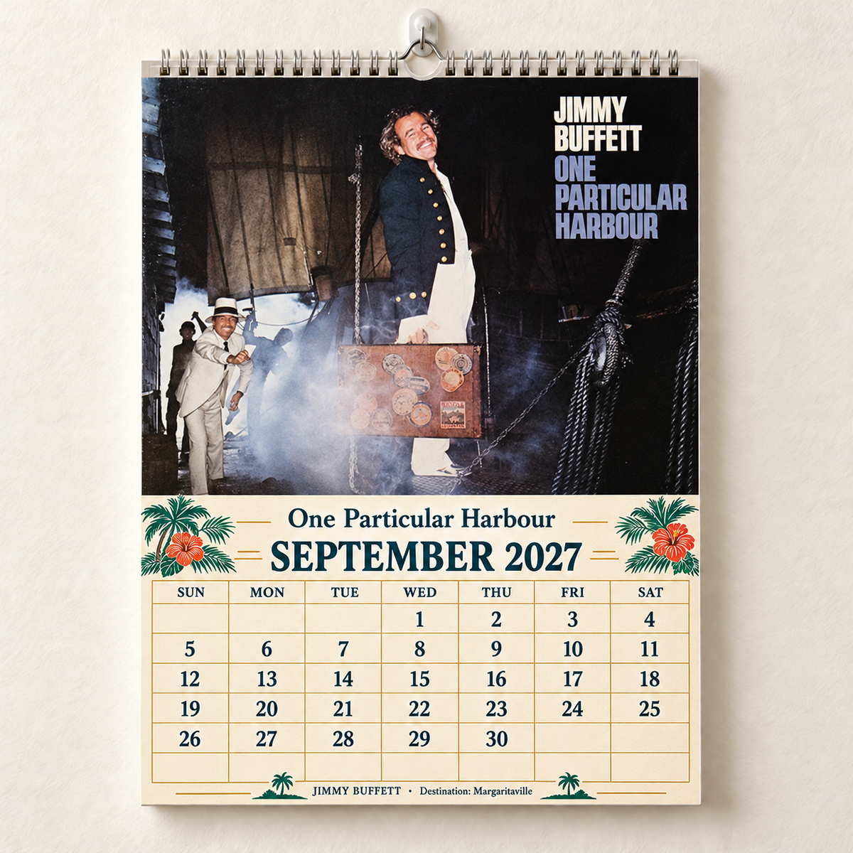 2027 Jimmy Buffett Album Covers Calendar – Margaritaville Tropical Wall Calendar, Vintage Album Covers Collage