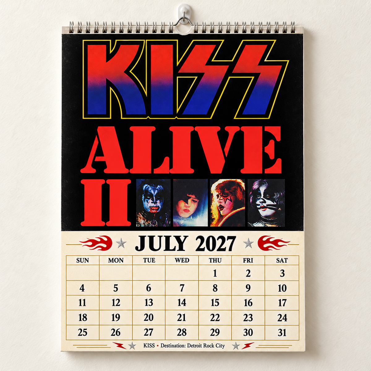 2027 KISS Album Covers Calendar – Vintage Rock Wall Calendar, KISS Band Memorabilia