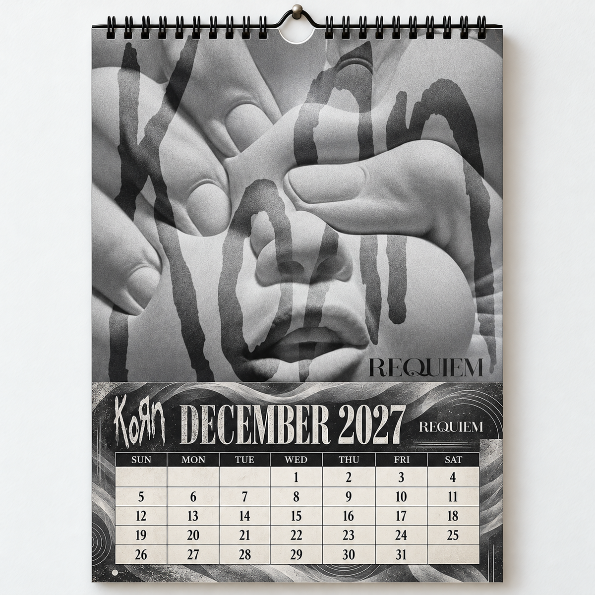 2027 Korn Album Cover Wall Calendar – Nu Metal Rock Music Calendar, Alternative Metal Band Decor, Nostalgic Gift for Korn Fans