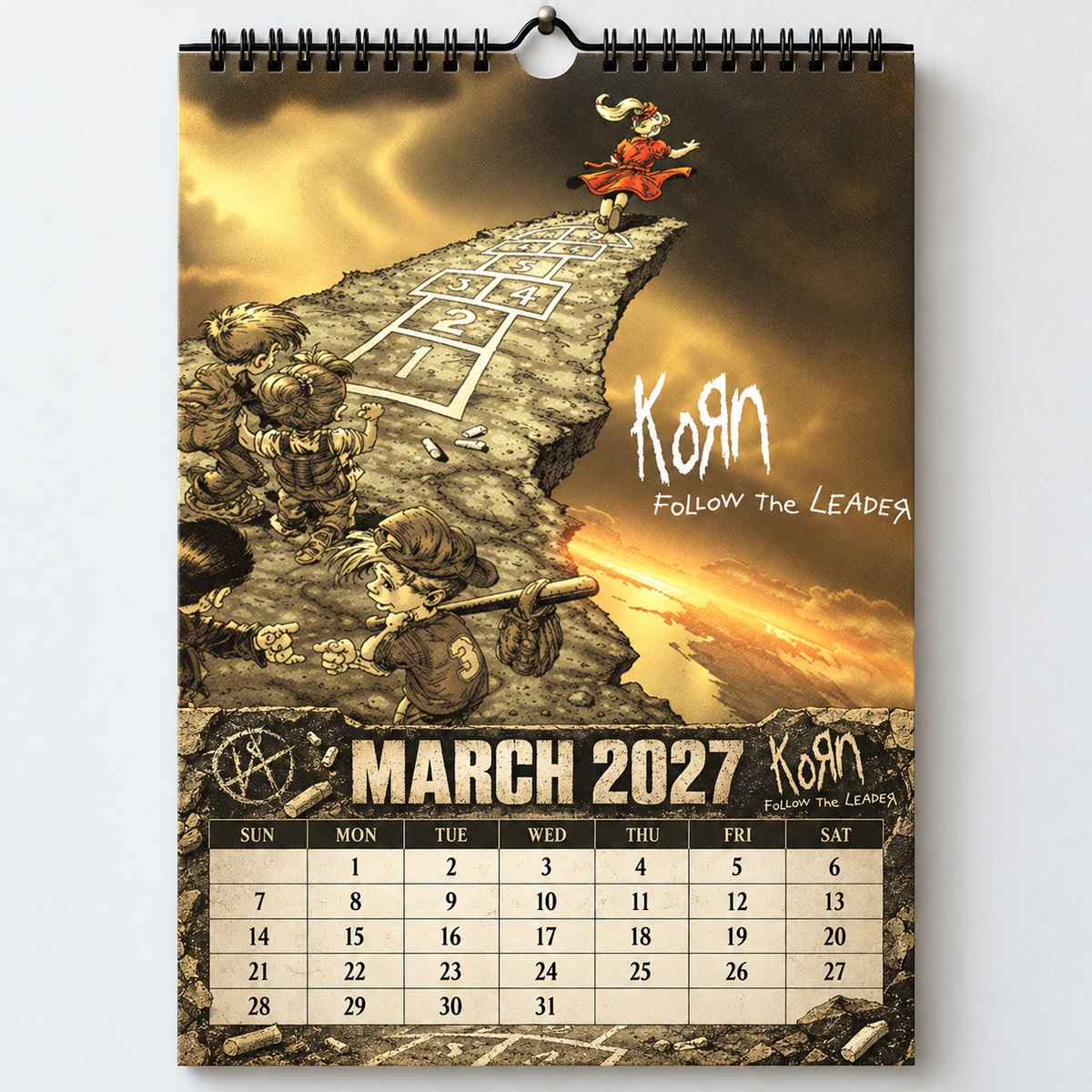2027 Korn Album Cover Wall Calendar – Nu Metal Rock Music Calendar, Alternative Metal Band Decor, Nostalgic Gift for Korn Fans