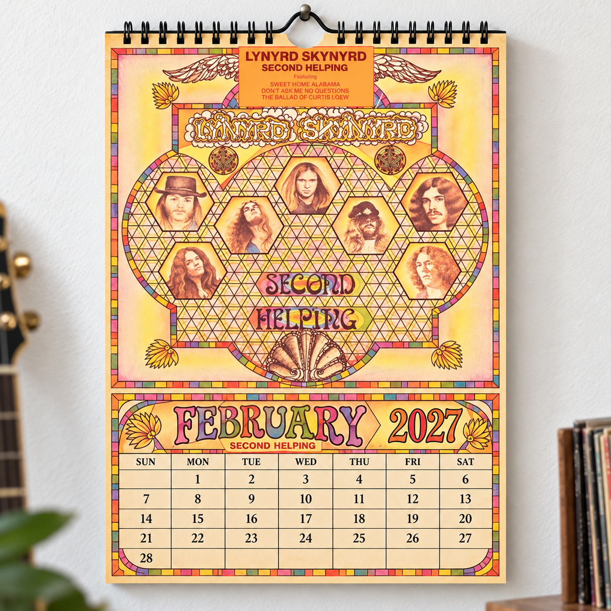 Lynyrd Skynyrd 2027 Wall Calendar - Album Cover Collage & Southern Rock Discography Art | Premium Classic Rock Fan Gift & Hanging Decor