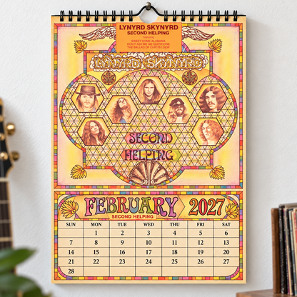 Lynyrd Skynyrd 2027 Wall Calendar - Album Cover Collage & Southern Rock Discography Art | Premium Classic Rock Fan Gift & Hanging Decor