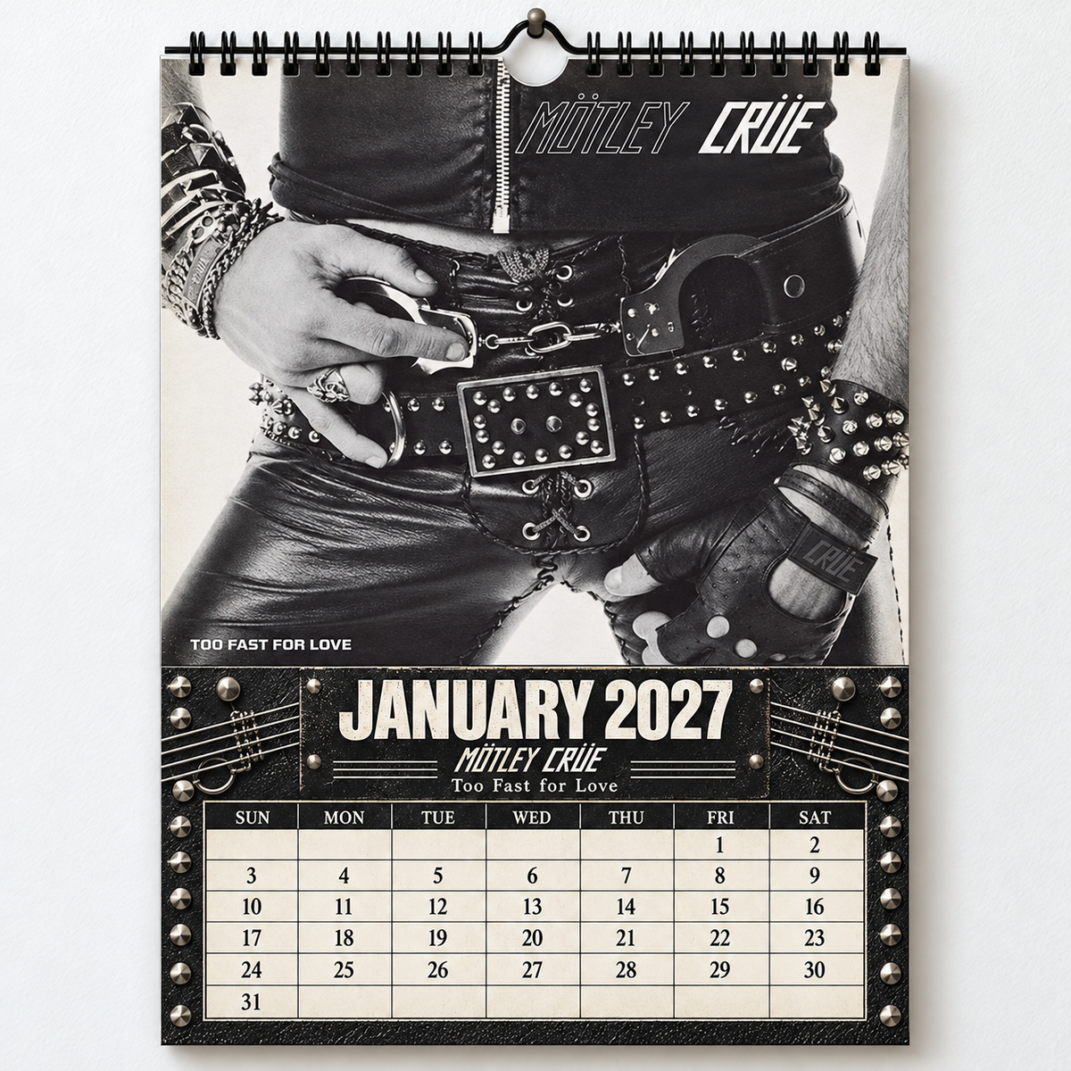 2027 Mötley Crüe Album Cover Wall Calendar – Vintage Heavy Metal & Glam Rock Music Calendar, 80s Rock Fan Gift