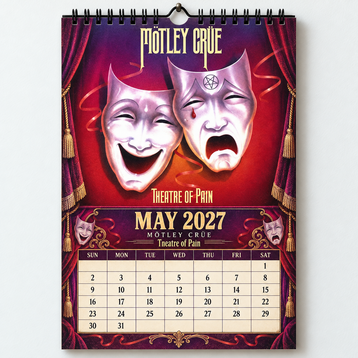 2027 Mötley Crüe Album Cover Wall Calendar – Vintage Heavy Metal & Glam Rock Music Calendar, 80s Rock Fan Gift