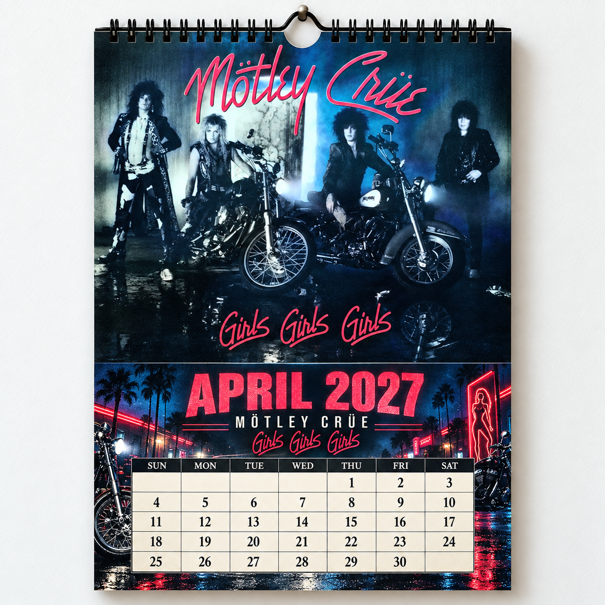 2027 Mötley Crüe Album Cover Wall Calendar – Vintage Heavy Metal & Glam Rock Music Calendar, 80s Rock Fan Gift