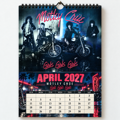 2027 Mötley Crüe Album Cover Wall Calendar – Vintage Heavy Metal & Glam Rock Music Calendar, 80s Rock Fan Gift