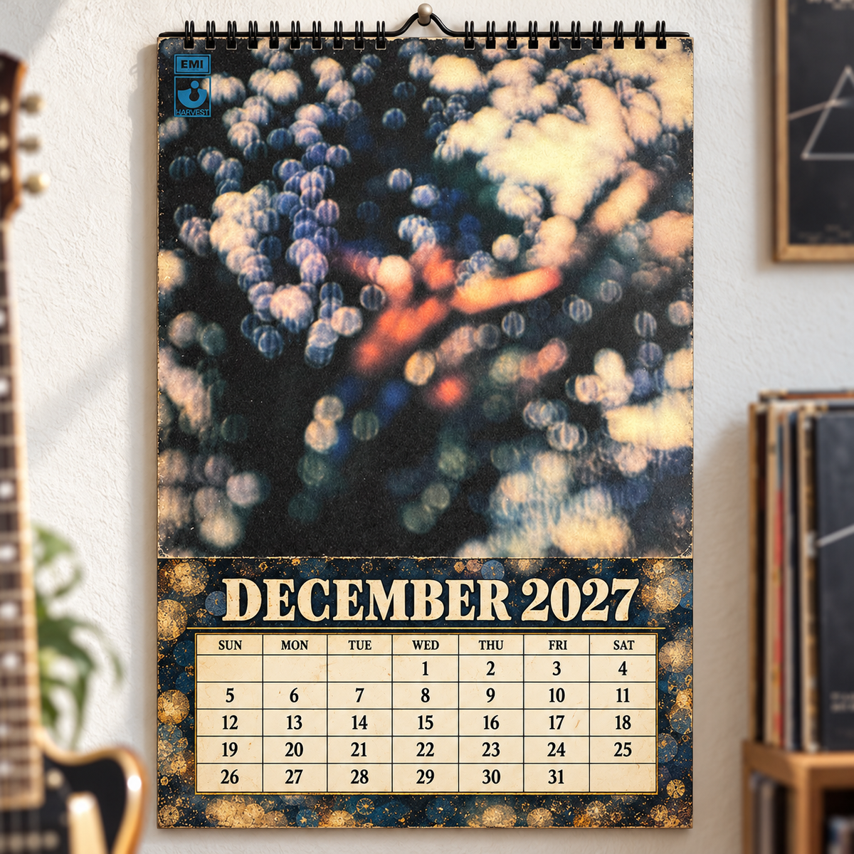 Pink Floyd 2027 Wall Calendar - Album Cover Collage & Prog Rock Discography Art | Premium Classic Rock Fan Gift & Hanging Decor