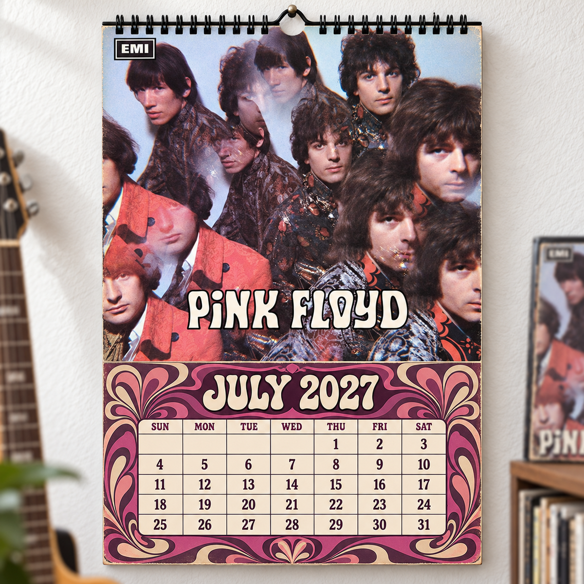 Pink Floyd 2027 Wall Calendar - Album Cover Collage & Prog Rock Discography Art | Premium Classic Rock Fan Gift & Hanging Decor
