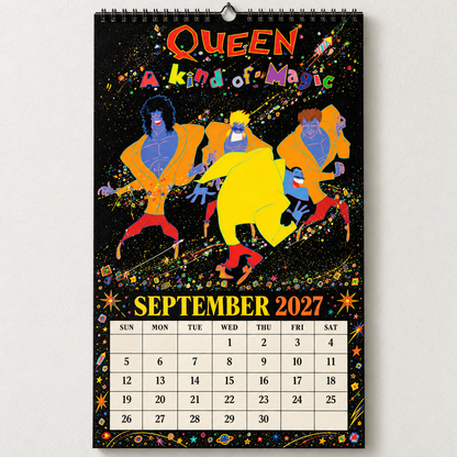 2027 Queen Album Cover Wall Calendar – Freddie Mercury Classic Rock Music Calendar, Bohemian Rhapsody, Vintage Queen Band Fan Gift