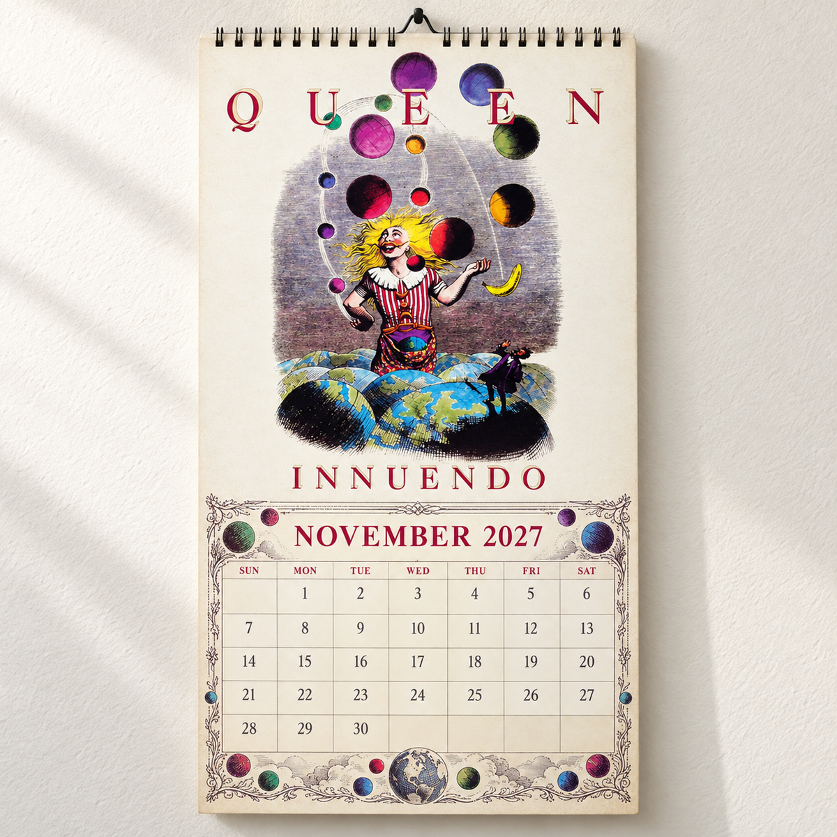 2027 Queen Album Cover Wall Calendar – Freddie Mercury Classic Rock Music Calendar, Bohemian Rhapsody, Vintage Queen Band Fan Gift