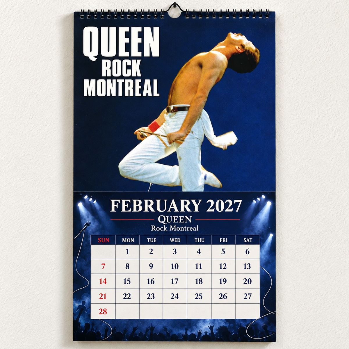2027 Queen Album Cover Wall Calendar – Freddie Mercury Classic Rock Music Calendar, Bohemian Rhapsody, Vintage Queen Band Fan Gift