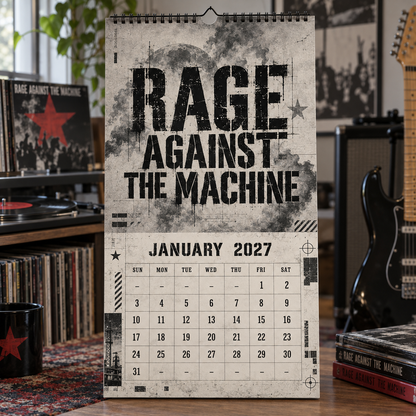 Rage Against The Machine Album Covers Collage Wall Calendar - 2027 A Year of Defiance & Echoes of Rebellion - Perfect Gift for Rock Fans