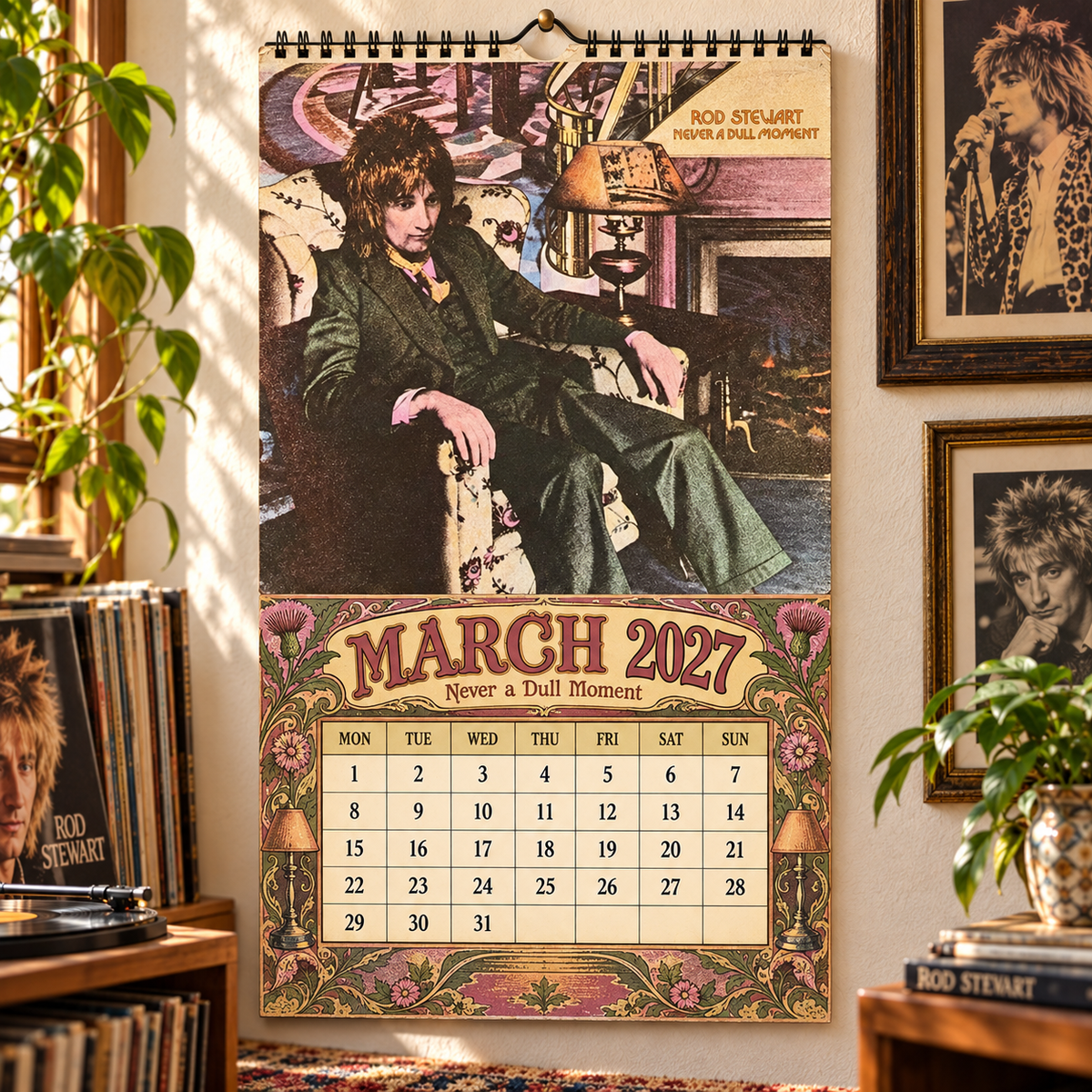 Rod Stewart Album Covers Collage Wall Calendar - 2027 A Year of Timeless Songs & Forever Young Memories - Perfect Gift for Fans
