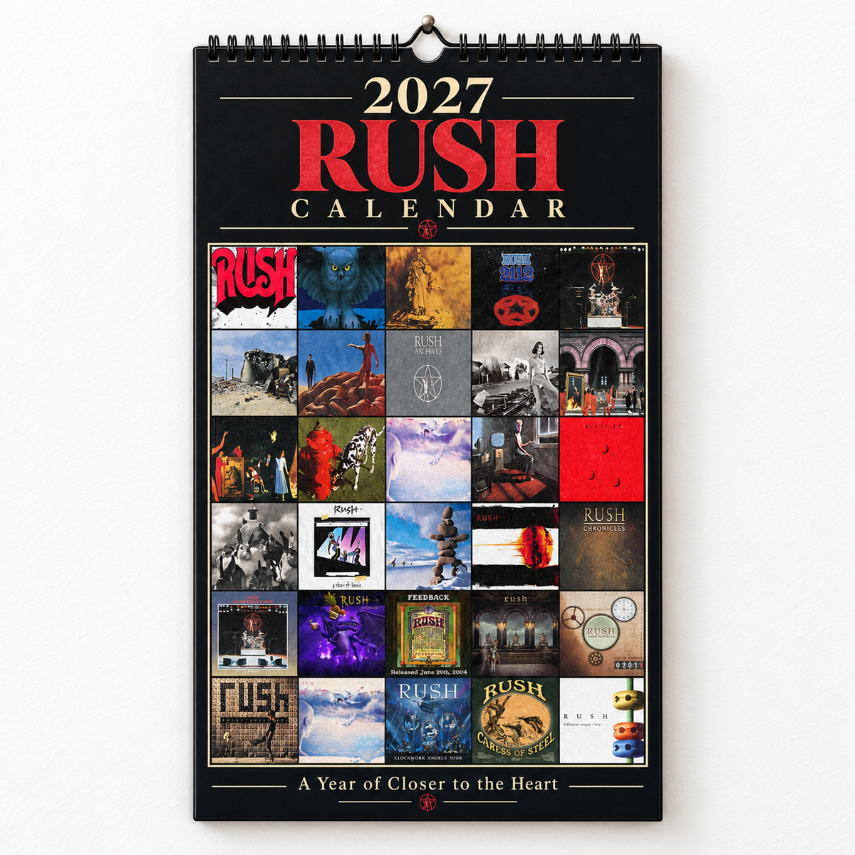2027 Rush Album Cover Wall Calendar – Classic Progressive Rock Band Calendar, Vintage Music Memorabilia, Neil Peart Fan Gift