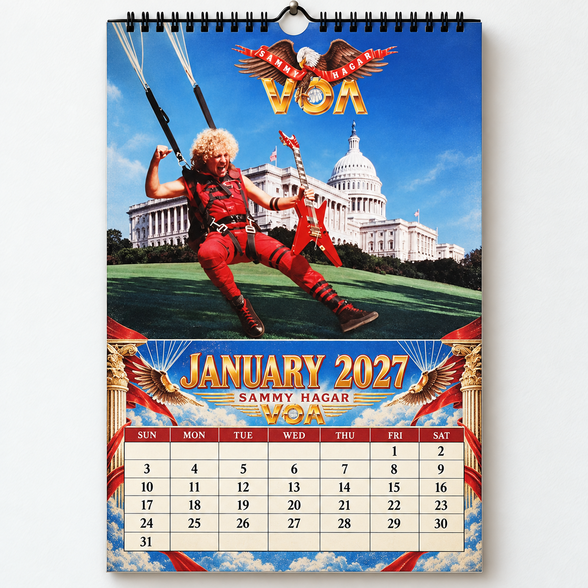 2027 Sammy Hagar Album Cover Wall Calendar – The Red Rocker Classic Rock Music Calendar, Van Halen Band Decor, Nostalgic Gift for Fans