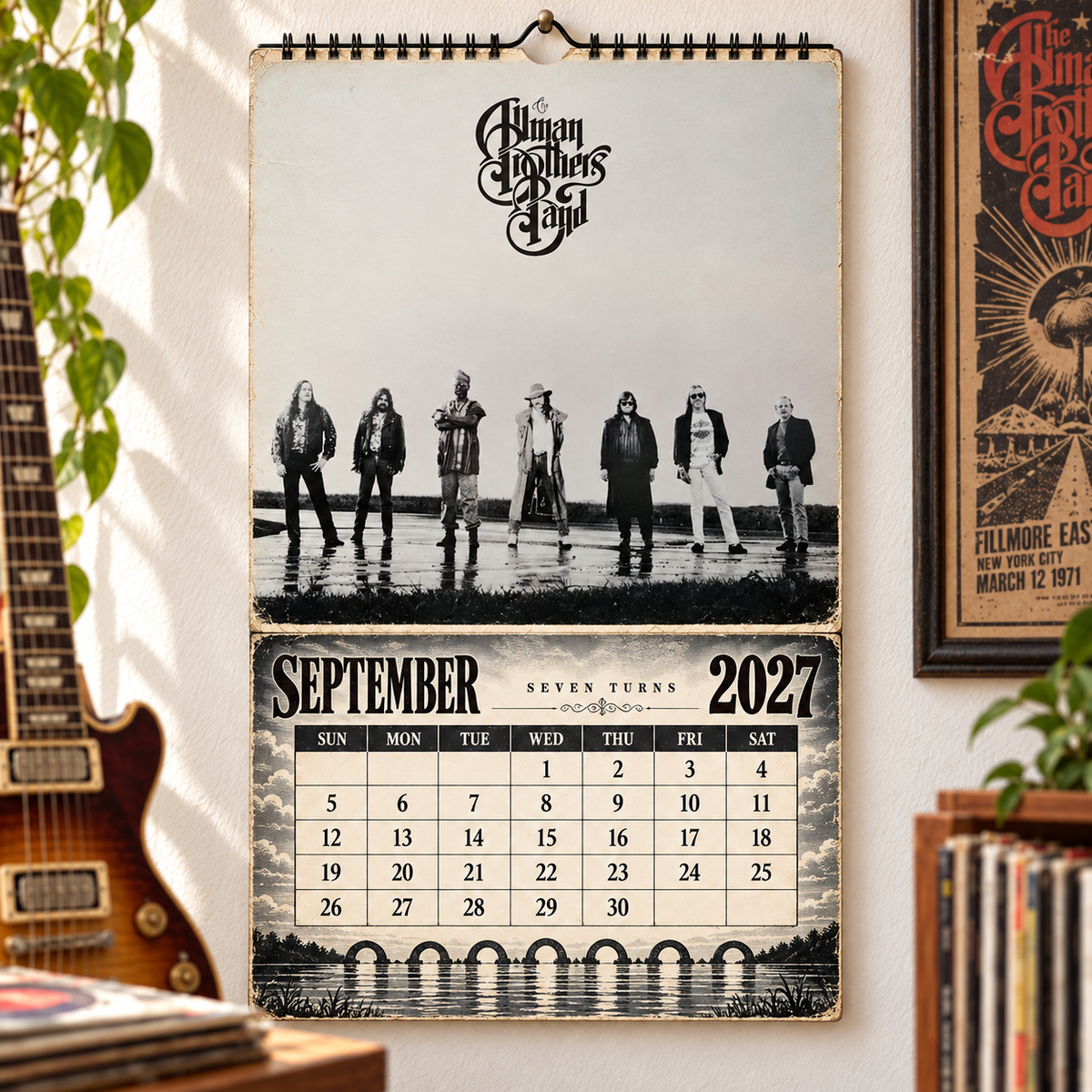 The Allman Brothers Band 2027 Album Covers Music Wall Calendar - Timeless Southern Rock Classic Album Art Hanging Calendar