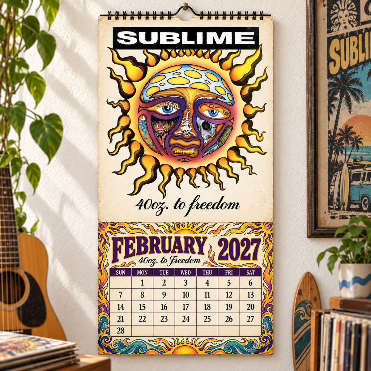 Sublime 2027 Album Covers Music Wall Calendar - Timeless Ska Punk Classic Album Art Hanging Calendar