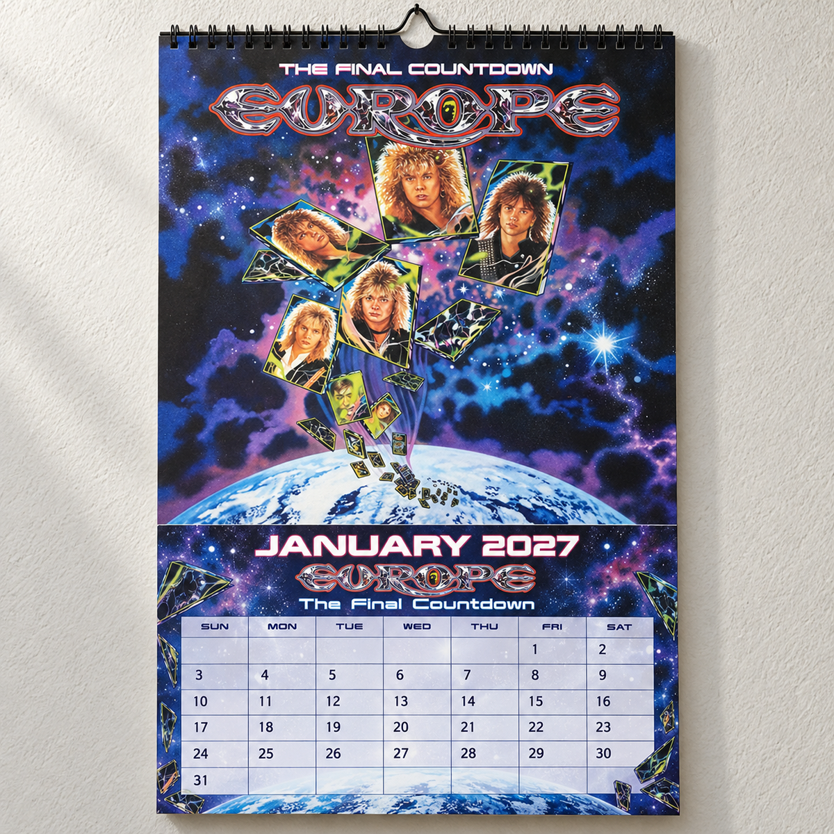 2027 Europe Band Album Cover Wall Calendar – Classic Hard Rock Music Calendar, The Final Countdown, Retro Rock Fan Gift