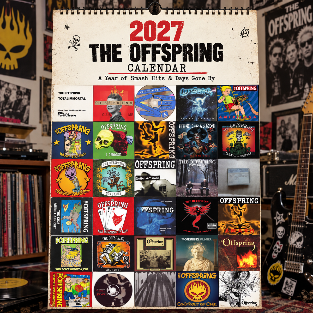 The Offspring 2027 Album Covers Music Wall Calendar - Timeless Punk Rock Classic Album Art Hanging Calendar