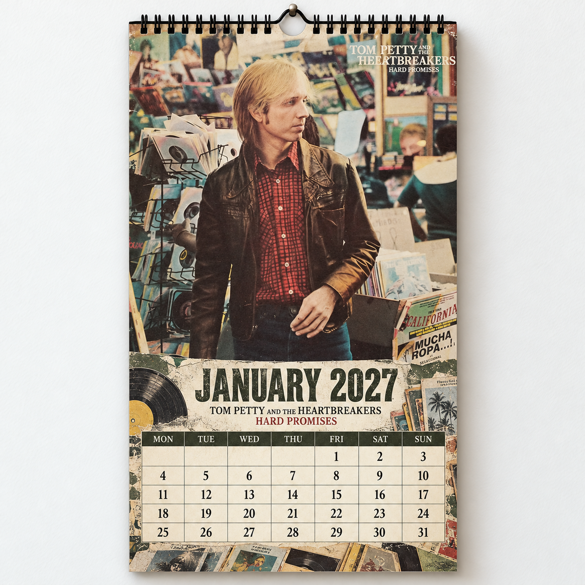 Tom Petty 2027 Wall Calendar - Album Cover Collage & Classic Rock Discography Art | Fan Gift & Hanging Decor