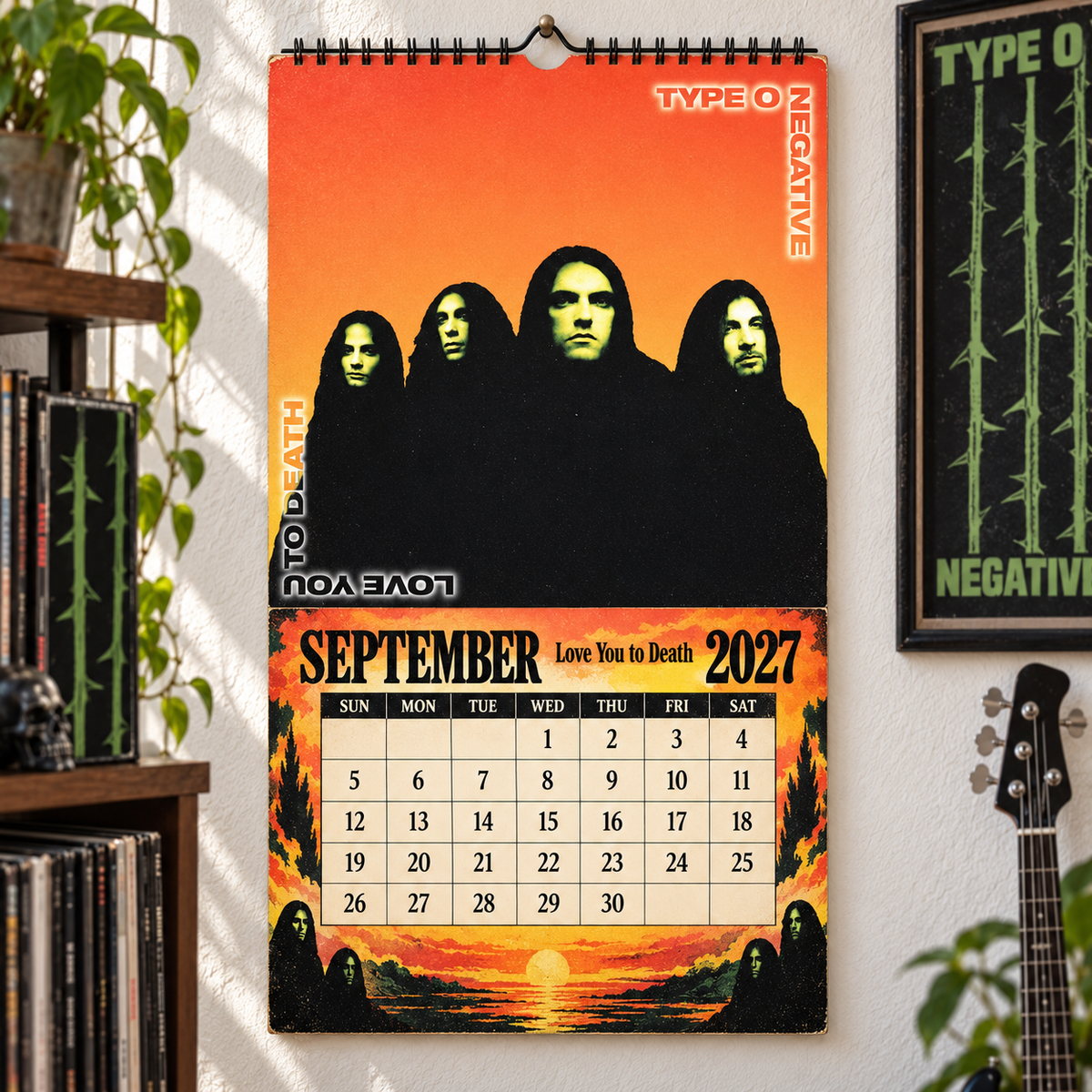 Type O Negative 2027 Album Covers Music Wall Calendar - Timeless Gothic Rock Classic Album Art Hanging Calendar