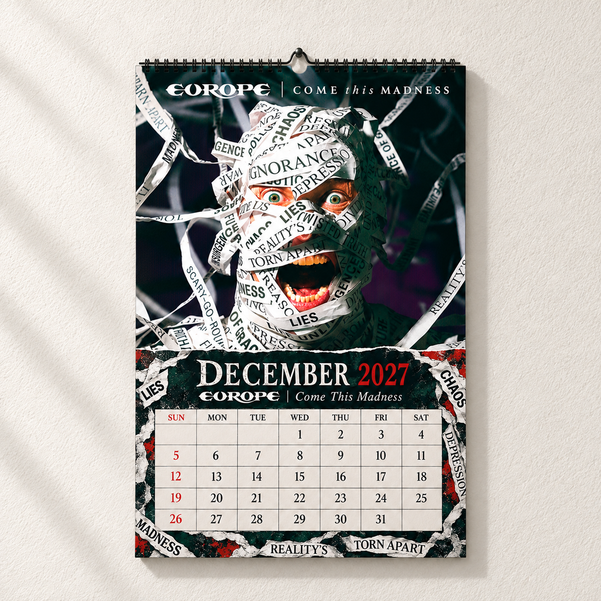 2027 Europe Band Album Cover Wall Calendar – Classic Hard Rock Music Calendar, The Final Countdown, Retro Rock Fan Gift