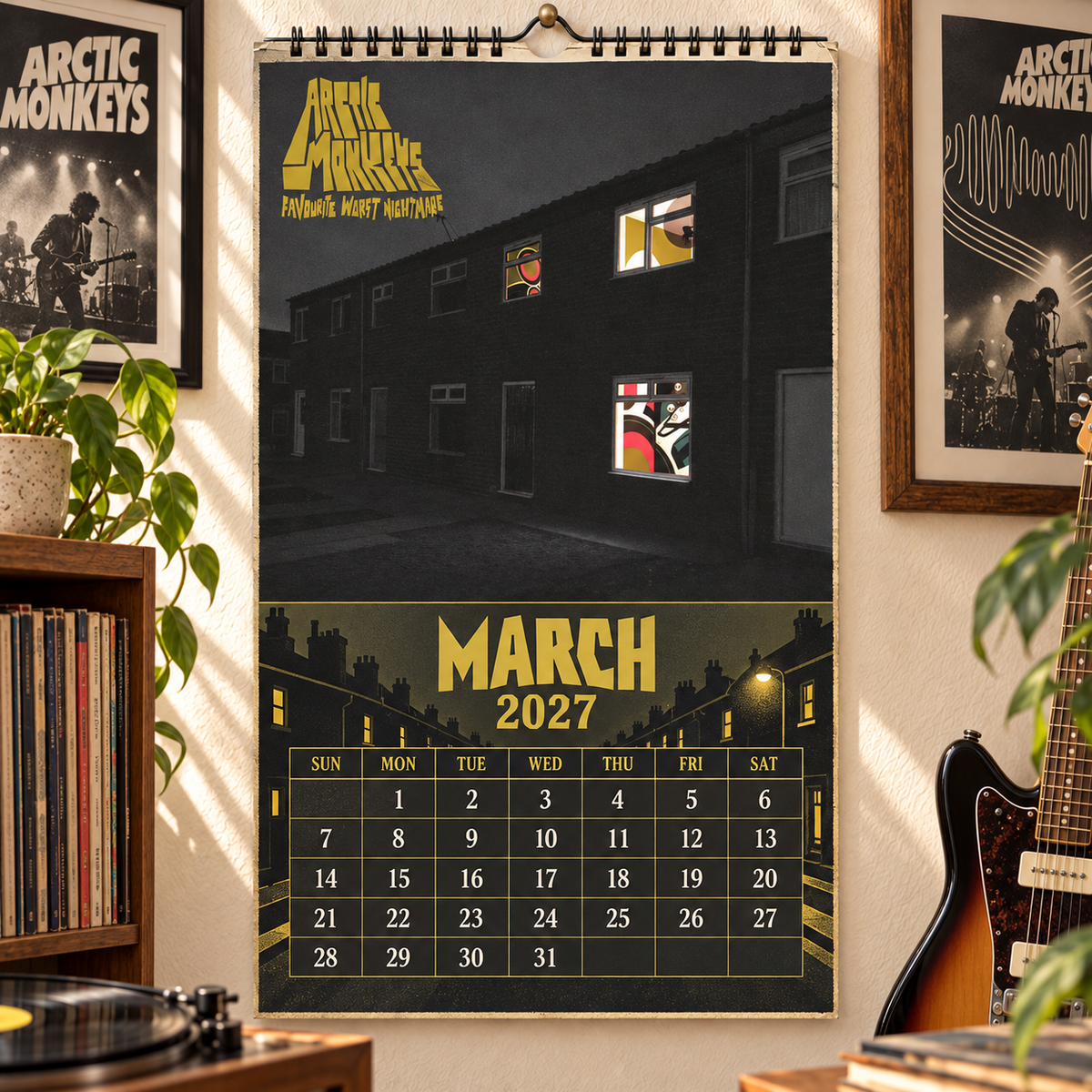 Arctic Monkeys Album Covers 2027 Calendar - Monthly Grid Featuring Iconic Discography Art & Band Photography Fan Decor