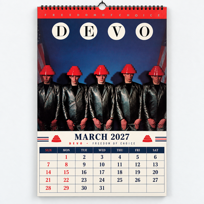 2027 DEVO Album Cover Wall Calendar – Retro 80s New Wave Music Calendar, Synth Punk Rock Band Decor, Nostalgic Gift for DEVO Fans