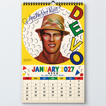 2027 DEVO Album Cover Wall Calendar – Retro 80s New Wave Music Calendar, Synth Punk Rock Band Decor, Nostalgic Gift for DEVO Fans