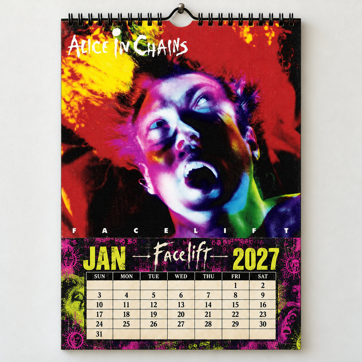 Alice in Chains 2027 Album Covers Wall Calendar - Dirt & Grunge Band Album Art Poster Calendar, Rock Music Fan Gift