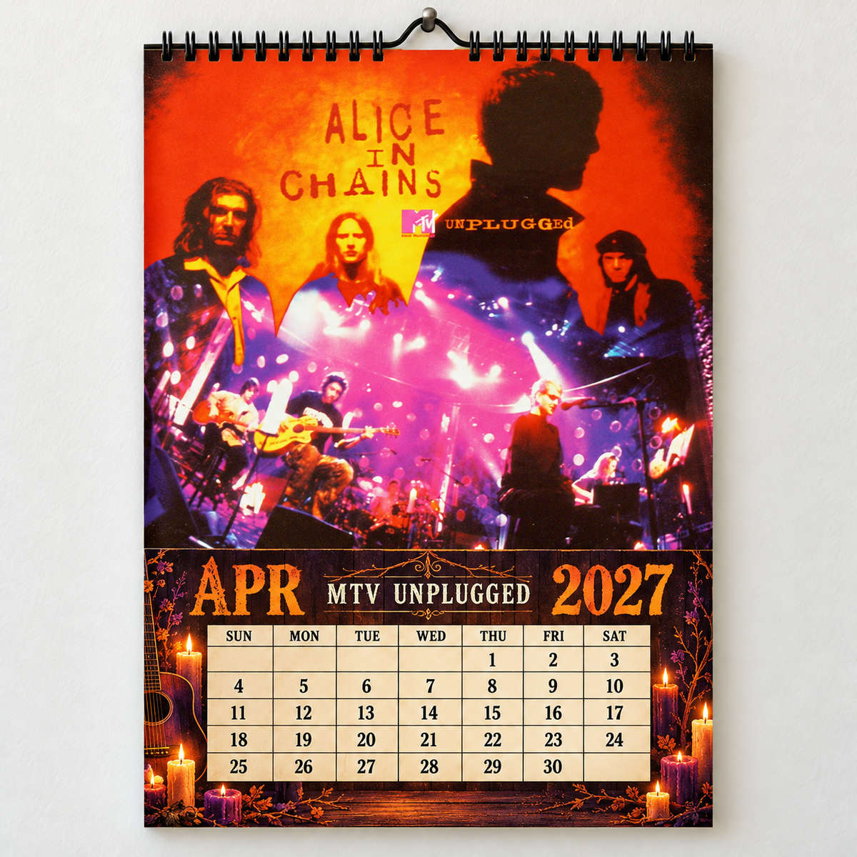 Alice in Chains 2027 Album Covers Wall Calendar - Dirt & Grunge Band Album Art Poster Calendar, Rock Music Fan Gift