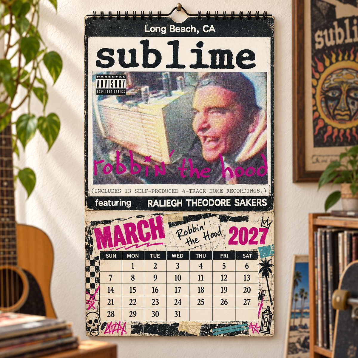Sublime 2027 Album Covers Music Wall Calendar - Timeless Ska Punk Classic Album Art Hanging Calendar