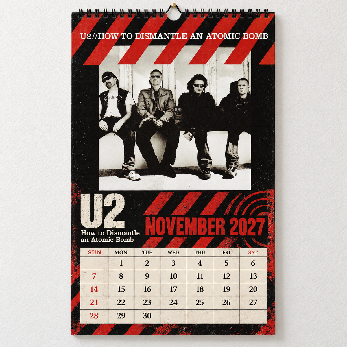 2027 U2 Album Covers Wall Calendar - Spiral Bound Vintage Alternative Rock Collector's Calendar - Unique Christmas Stocking Stuffer & Birthday Gift