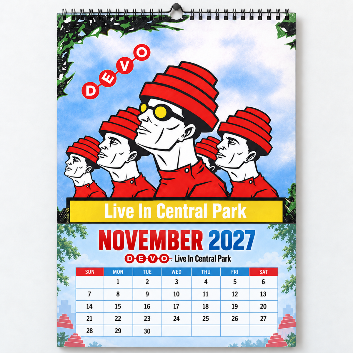 2027 DEVO Album Cover Wall Calendar – Retro 80s New Wave Music Calendar, Synth Punk Rock Band Decor, Nostalgic Gift for DEVO Fans