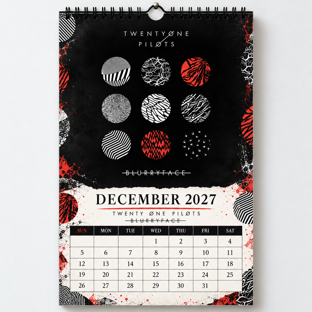 Twenty One Pilots 2027 Wall Calendar - Album Cover Collage & Alternative Rock Discography Art | Fan Gift & Hanging Decor